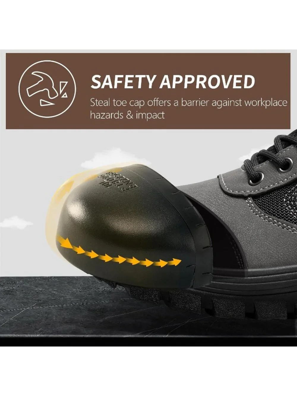 Men's Grey Waterproof Shoes Solid High Top Steel Toe Non Slip Hiking Boots